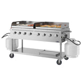60 in. 8-Burner Commercial Outdoor Propane Gas Grill with Two 30 in. Griddles in Stainless-Steel, ETL Listed (CGKIT6-G30G30)